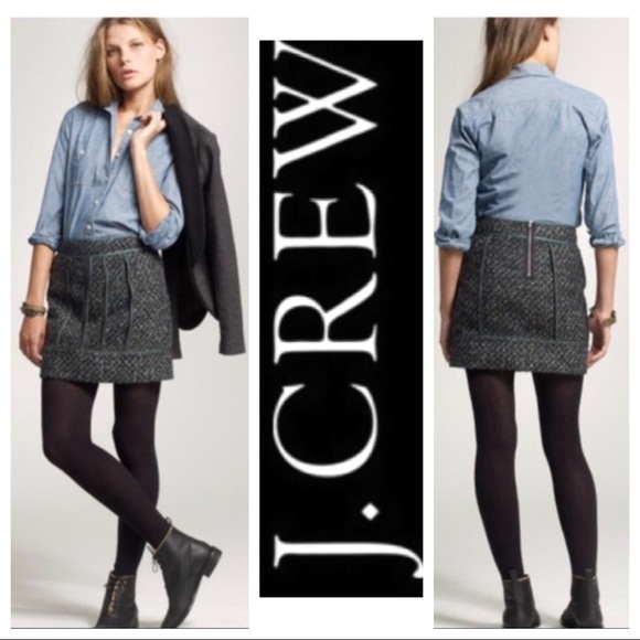 J. Crew Dresses & Skirts - NWOT J Crew Moss Green Wool Tweed Mini Skirt sz 6